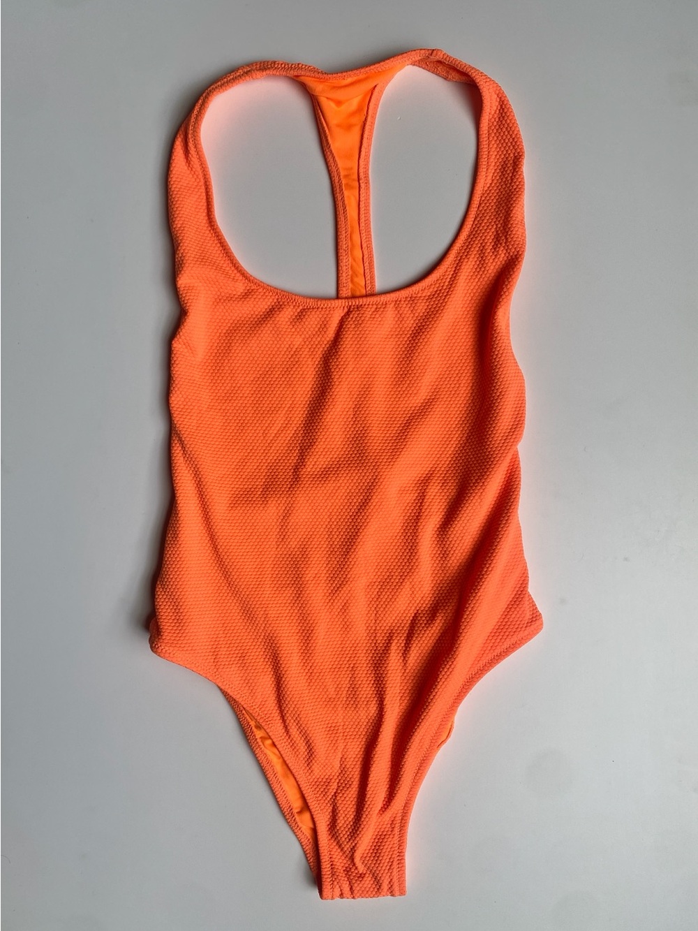 aerie Orange Textured One-Piece Swimsuit XS